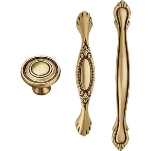 Fashion Gold Door Furniture Hardwares Handle Brass Knurled Cupboard Drawer Handle Antique Cabinet Kitchen Pull Sliding Door Knob