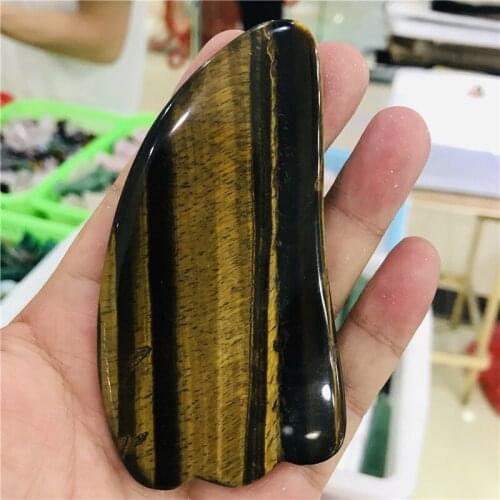 Natural yellow tiger eye quartz crystal massage stick scrapping powerful treatment