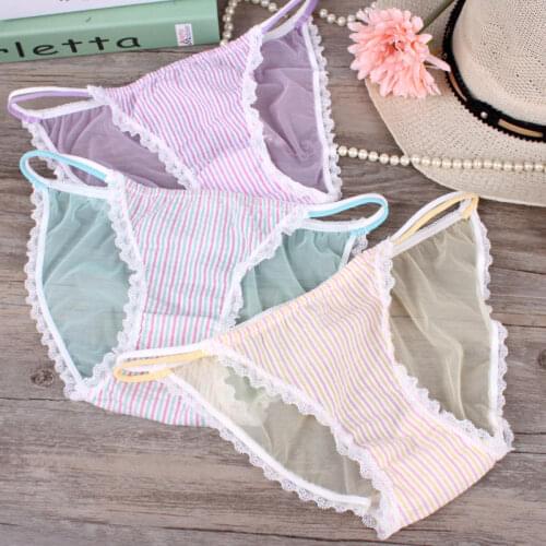 Small sweet Tong through elastic gauze underpants sexy japanese girls underwear briefs low permeability panties kawaii knickers
