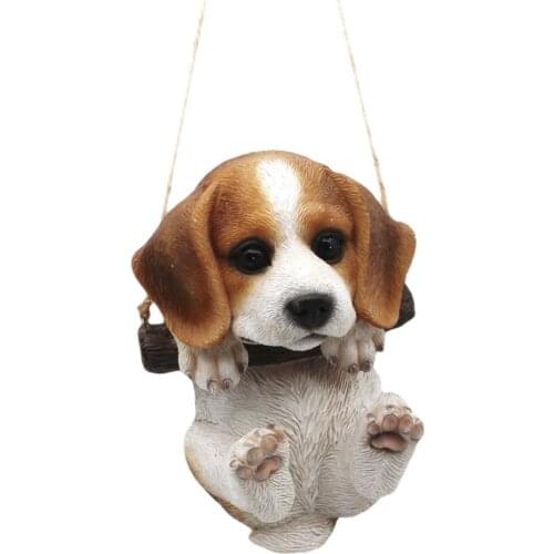 Innodept12 Resin Cute Puppy Dog Hanging Garden Statue Figurines