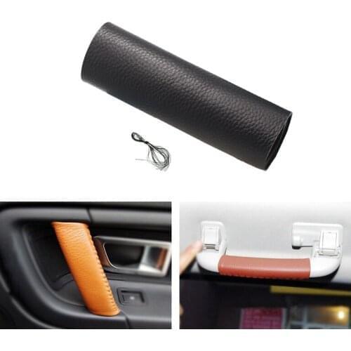 1pc Cow Leather Car Interior Door Handle/Ceiling Safe Handle Protective Cover Trim For Land Rover Discovery Sport 2016 2017 2018