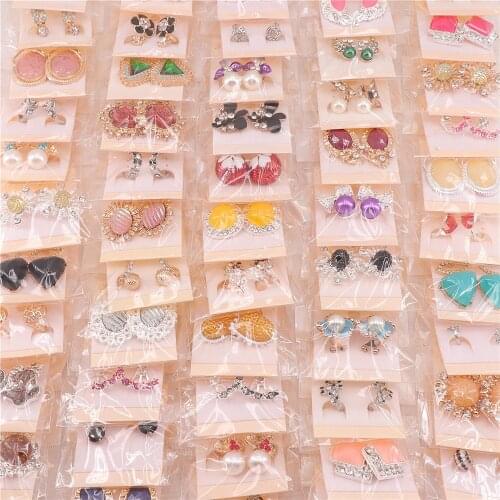 Fashion 24pairs/lots Rhinestone Cute Stud Jewelry Earrings For Women Mix Style Jewelry