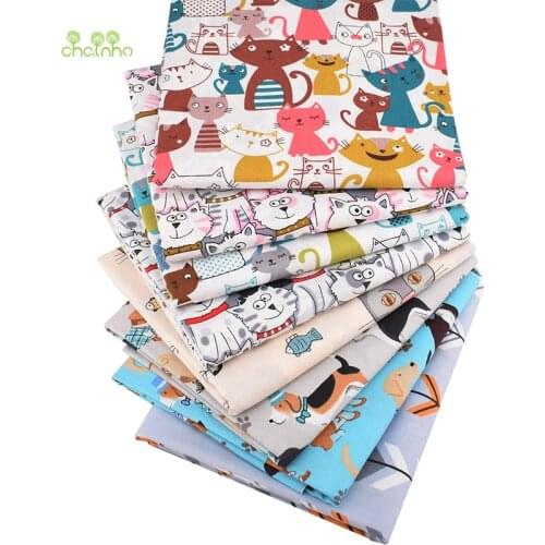Chainho,Cartoon Animal Series,Printed Twill Cotton Fabric,For DIY Quilting Sewing Baby&Childrens Sheet,Pillow,Clothes Material