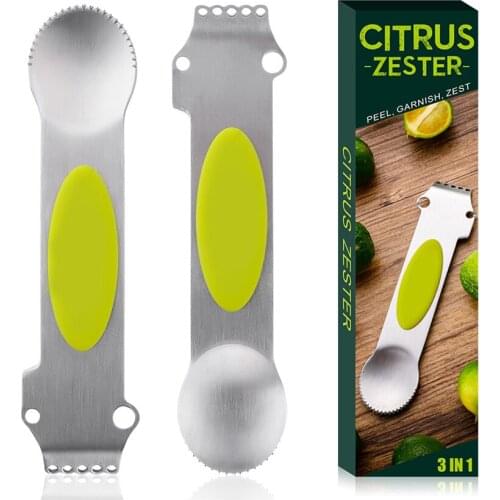 5 Pcs Citrus Zester 3-in-1 Stainless Steel Lemon Grater Fruit Peeler Multifunction Kitchen Accessories Bar Gadget Wholesale X2