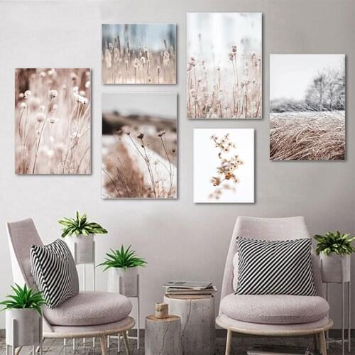 Grass Nature Picture Scandinavian Poster Landscape Wall Art Canvas Print Painting Nordic Style Living Room Decor