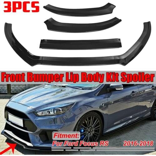 Carbon Fiber Look/Black 3PCS Car Front Bumper Lip Splitter Spoiler Guard Cover Trim For Ford For Focus RS / ST 2016 2017 2018