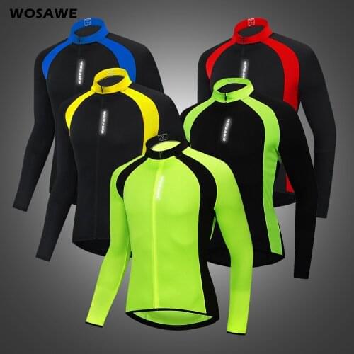 WOSAWE Mens Breathable Reflective Cycling Jackets Cycle Vest Wind Coat Bicycle MTB Bike Wear Long Sleeve Riding Windbreaker