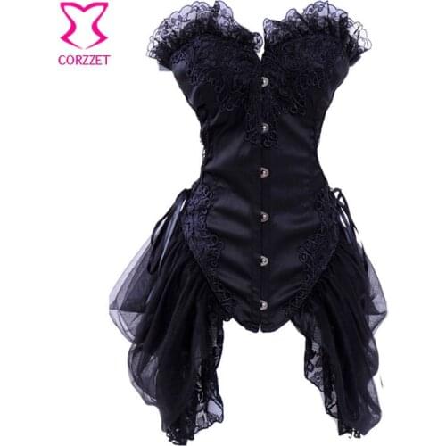 Victorian Lace Corsets and Bustiers Burlesque Espartilhos Corset Corselet Gothic Clothing Skirted Bustier Top Korsett For Women