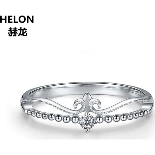 Solid 14k White Gold Natural Diamonds Women Engagement Ring Party Anniversary Wedding Band Art Deco