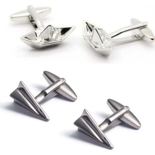 10pairs/lot Vintage Paper Boat Paper Air Plane Cufflinks Copper Plating Cuff Links Mens Jewelry Accessory Wholesale