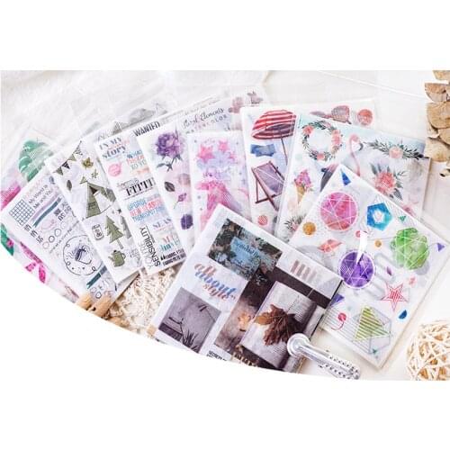 10packs/lot Fall In Love With Collage Series Stickers Diary Handmade Adhesive Paper Sticker Scrapbooking Stationery Wholesale