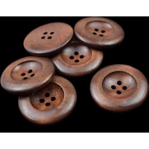 100PCS 15MM Natural Color Wood Button Sewing DIY Crafts Coat Boots Wooden Buttons Scrapbooking for Clothes Decor 4 Holes