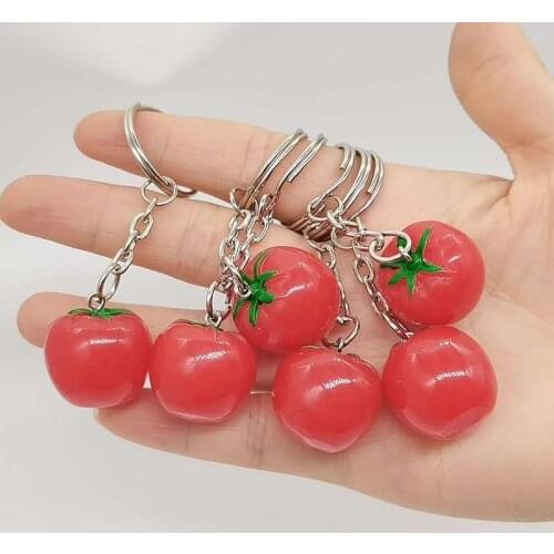 2pcs Tomato Imitation Resin Simple MenS And WomenS Key Ring DIY Making Jewelry Handmade Gift Accessories New Fashion
