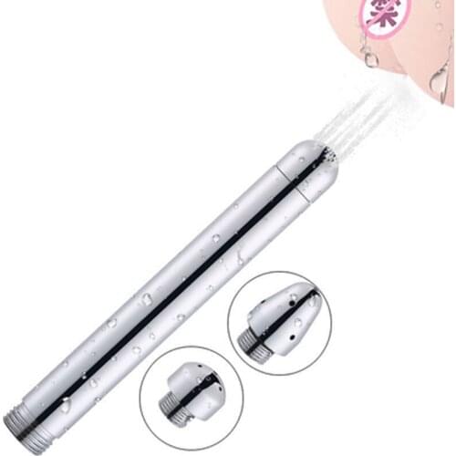 3 Heads Aluminum Anus Vagina Clean metal enema syringe water nozzles kits anal bathroom washing beads plug adult sex toys