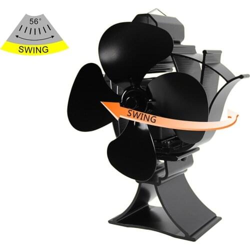 4 Blades Heat Powered Stove Fan Log Wood Burner Quiet Home Eco Fan Black Fireplace Fan Heat Eco Efficient Stove Top Fan