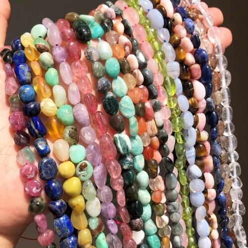 5-8mm Natural Irregular Larimar Amazonite Agates Citrines Quartz Lapis lazuli Stone Beads For DIY Making Bracelet Accessories
