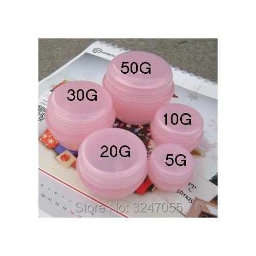 50pcs/lot 5G 10G 20G 30G 50G Pink Plastic Empty Cosmetic Cream Jar, DIY Mushroom Shape Mask Refillable Container, Eye Cream Box