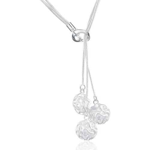 925 Sterling Silver Necklace Snake Bone Chain Rose Flower Tassel Necklace for Woman Charm Jewelry Engagement Party Gift