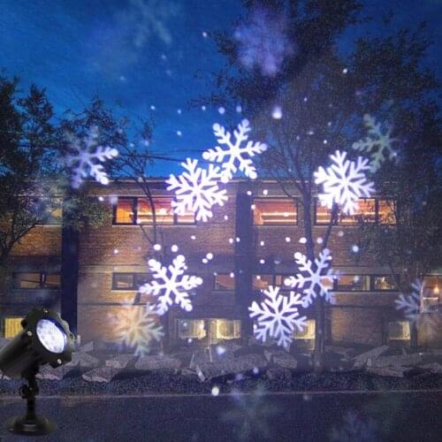No remote control) White snowflake pattern, can be inserted into the LED snowflake projection lamp garden light on the lawn
