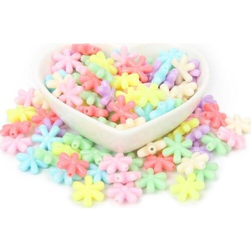 100Pcs Mixed Snowflake Acrylic Beads 14x14mm For Jewellery Marking Loose Spacer Beads Bracelet Necklace Charm Jewelry Finding