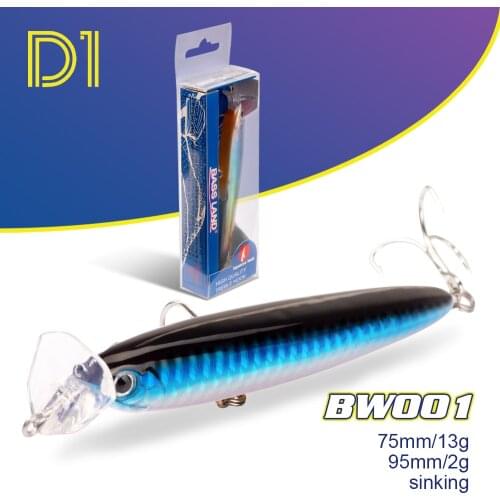 D1 2021 Rocket Bait Sinking Fishing Hot Long Casting Minnow Lures 75mm/13g 95mm/22g Pencil Hard Baits Pike Trout fishing Tackle