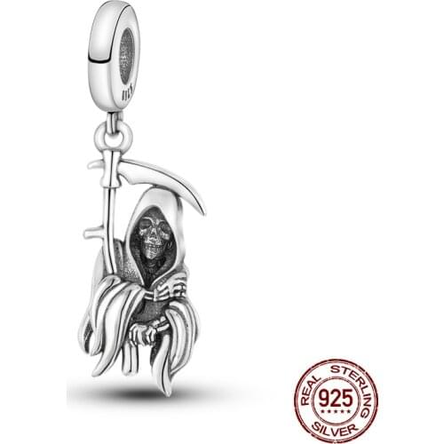 Hot New Products 2021Arrival 100% Real 925 Sterling Silver Grim Reaper Beads Fit Original 3mm Bracelet DIY Jewelry