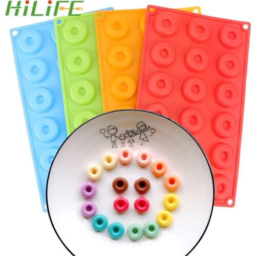 HILIFE 18-Cavity Mini Chocolate/Donut Silicone Mold Silicone Mould Reusable Biscuit Cake Molds Donut Dessert Baking Pan 4cm