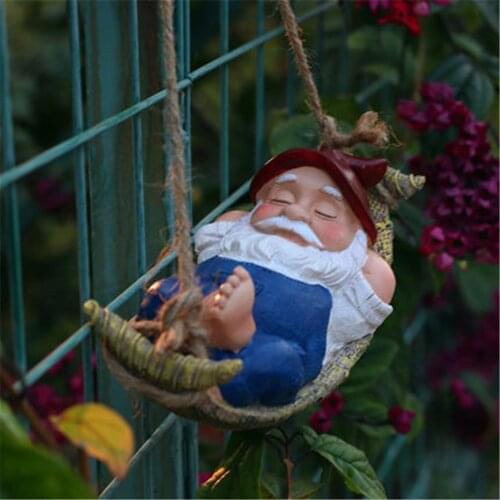 Innovative Fairy Playing Swing Naughty Gnomes Pendant Weather-resistant Outdoor Hanging Decoration For Garden