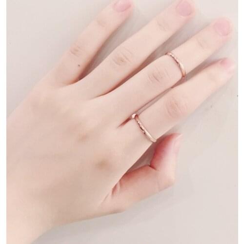 MANGOSKY 316L Stainless Steel Rings Tiny Wedding Band Ring For Men and Woman Fashion Rose Gold Couples Tail Ring