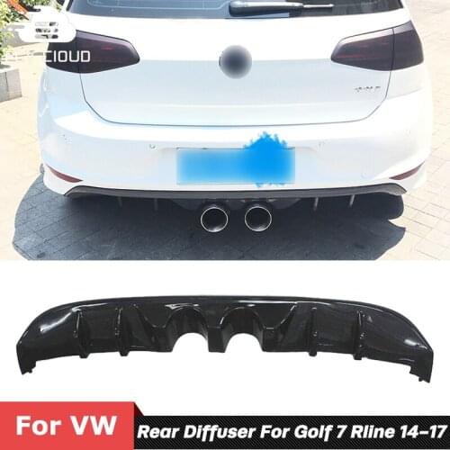 Carbon Fiber Material Middle Exhaust Pipes Rear Bumper Shovel Lip Diffuser For VW Golf 7 Rline 2014-2017