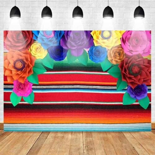 Mexico Fiesta Backdrop for Photography Flower Background Birthday Customized Photographic Backdrops for Photo Studio