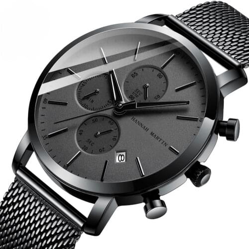 New Arrival Multifunction Small Dial Casual Calendar Men Watch Waterproof Stainless Steel Mesh Quartz Relogio Orient Masculino