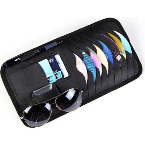 Multifunction PU Car Sun Visor Organizer Storage Bag Auto Card Holder Pen Glasses Holders Ticket Document Folder Stowing Tidying