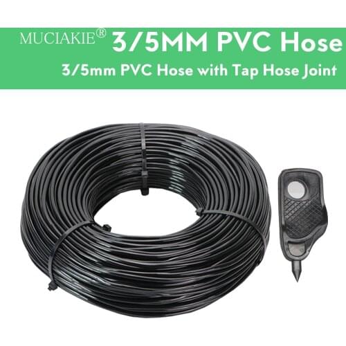 MUCIAKIE 10-100M 3/5mm PVC New Hose 1/8'' Garden Micro Tubing Pipe Irrigation Inner Dia 3mm Water Watering Hose Adapting Piece