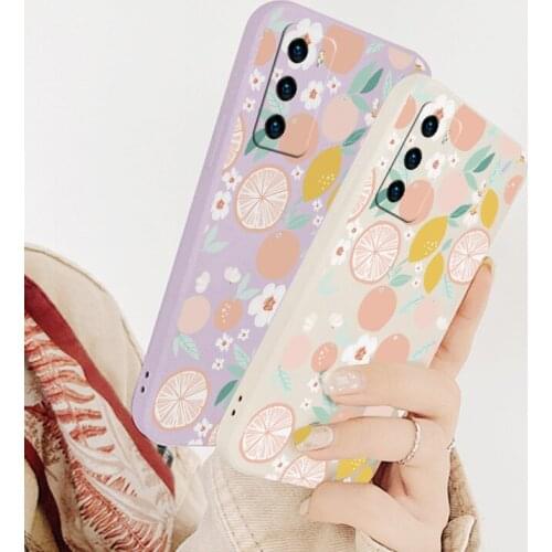 Sweet Fruit Liquid Silicone Phone Case For Huawei P40 P30 P20 Pro Lite Mate 40 30 20 Pro Lite P Smart 2021 Y7A Soft Back Cover