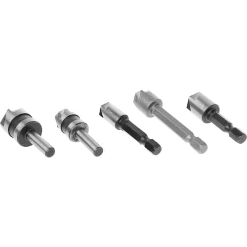 5Pcs 82 Degree Chamfer Angle HSS 5 Flute Countersink Drill Bit Set Tools