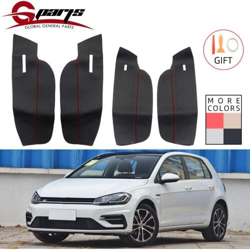 Microfiber Leather Door Handle Anels Armrest Covers Protective Trim With Mount Fittings For VW Golf 7 2014 2015 2016 2017 2018