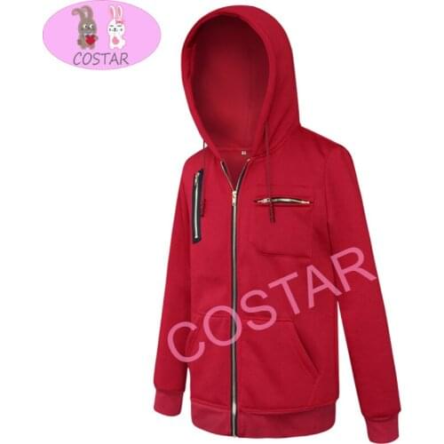 COSTAR TV La Casa De Papel Casual Sports Long-sleeved Zipper Red Hooded Sweater Cosplay Jacket