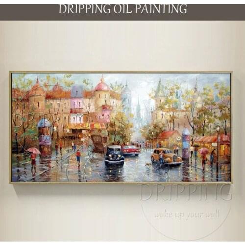 Professional Painter Hand-painted High Quality Impression Street Oil Painting on Canvas Colorful Russian Landscape Oil Painting