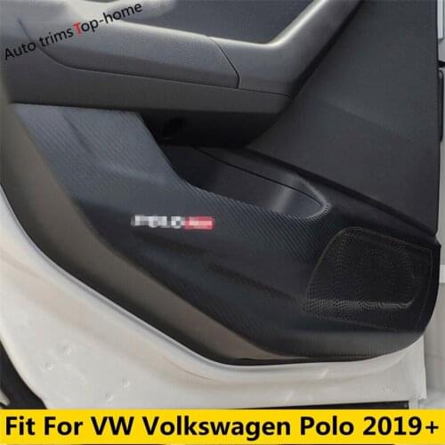 Car Door Anti Kick Pad Protection Side Edge Film Cover Trim Carbon Fiber Sticker Accessories For VW Volkswagen Polo 2019 - 2021