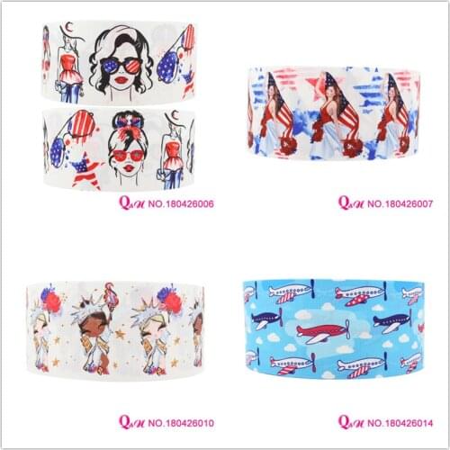 Q&N ribbon 16mm 22mm 25mm 38mm 50mm 75mm Memorial Day & July 4th Independence grosgrain ribbon webbing 50yards/roll for hair tie