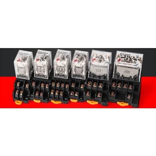 Relay 1pcs HH52P/53P/54P/62P 220V AC micro mini relay with socket base holder high quality general purpose