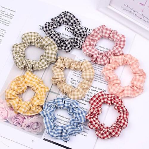Elastic Band Spring Autumn Plaid Mesh Large Intestine Hair Ring Women Girls Scrunchies Fabrics Hair Band Hair Accessories