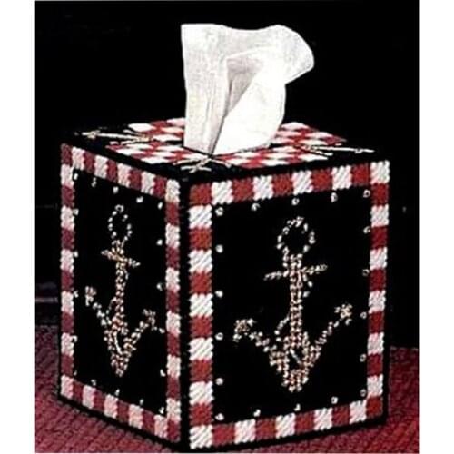 Three-dimensional embroidered wool embroidered tissue box drawer 162 ship anchor DIY living room new