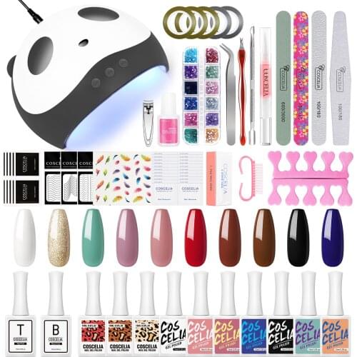 COSCELIA 36W Lamp For Nail UV Gel Nail Polish Kit Manicure Machine Art Tools Set Top Base Varnish Semi Permanant Uv Lamp