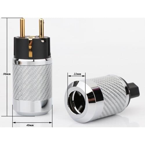 Hi-End Carbon Fiber Gold Plated European standard AC Power Plug IEC Female Plug Adapter Hifi Power Cable Connector