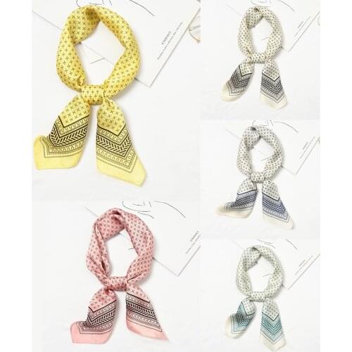 Yishine Wholesale 20pcs 4 Colors Multifunction Elegant Pattern Women Satin Wraps Scarves Shawl Polyester Silk Scarf Handkerchief