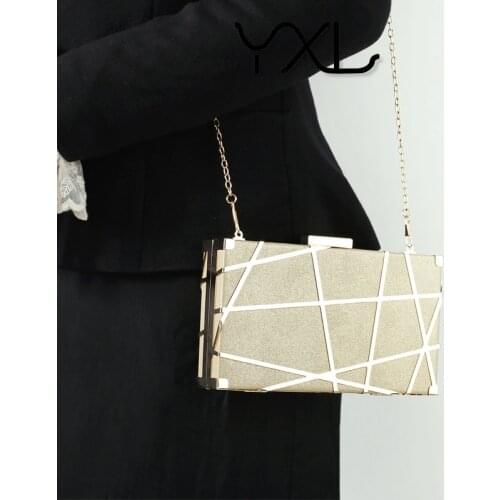 Womens Designer Clutch Bag Grid Evening Bag Female Luxury Party Wedding Clutch Purse and Handbag Ladies Hollow Out Shoulder Bag