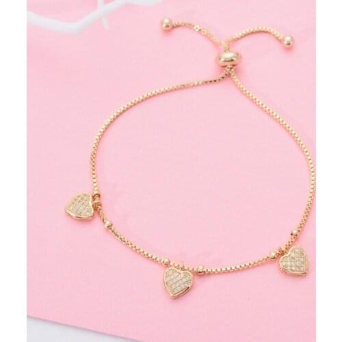 2019 New Fashion Charm Heart Shape Pendant Bracelets&bangle for Women Boho Zircon Inlay Bracelet Modern Jewelry Gift Wholesale