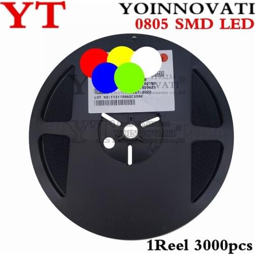 1Reel 3000pcs 0805 SMD LED diodes light yellow red green blue White